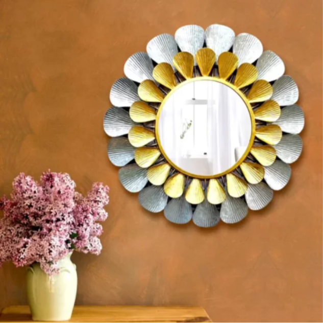 Blooming Petals Luxury Gold Wall Mirror – Handcrafted Floral Accent Mirror