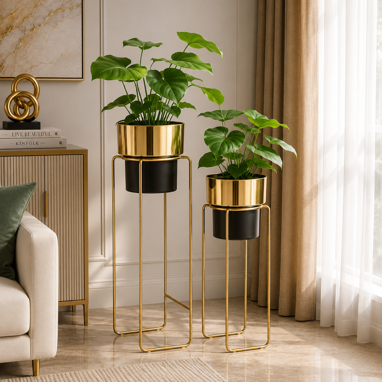 Luxury Planter Stand Set of 2 – Modern Designer Floor Plant Holders for Elegant Home Décor